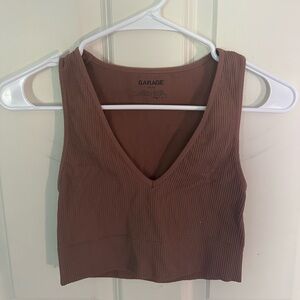 Garage Brown Fitted Sleeveless Tank Top